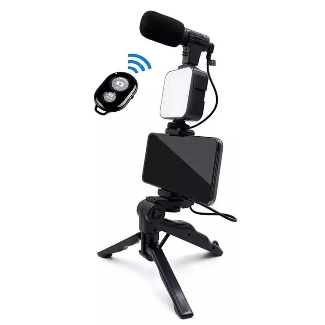 AY 49 CreatorStand – Trípode, Aro de Luz, Micrófono y Control Bluetooth para Videos, Transmisiones en Vivo y Vlogs