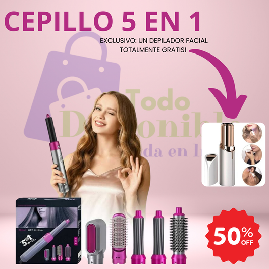 ¡ADIÓS FRIZZ! CEPILLO 5 EN 1 – ¡ALISA, MOLDEA Y LUCE ESPECTACULAR! 💝 ¡Y DE REGALO EXCLUSIVO: UN DEPILADOR FACIAL TOTALMENTE GRATIS!