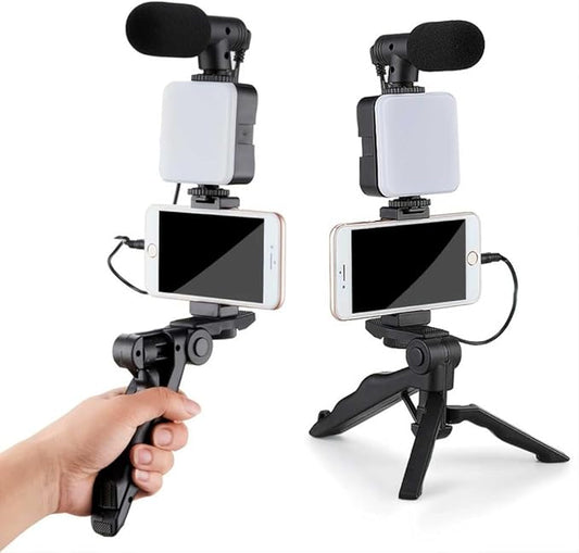 AY 49 CreatorStand – Trípode, Aro de Luz, Micrófono y Control Bluetooth para Videos, Transmisiones en Vivo y Vlogs